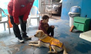 chien guide et son jeune maître